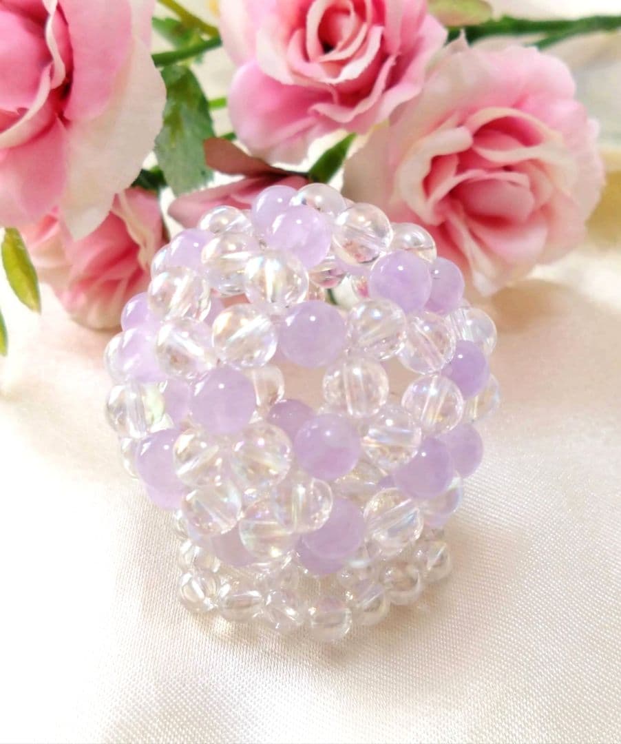 ラベンダーアメジスト×クリスタル　神聖幾何学フラーレン