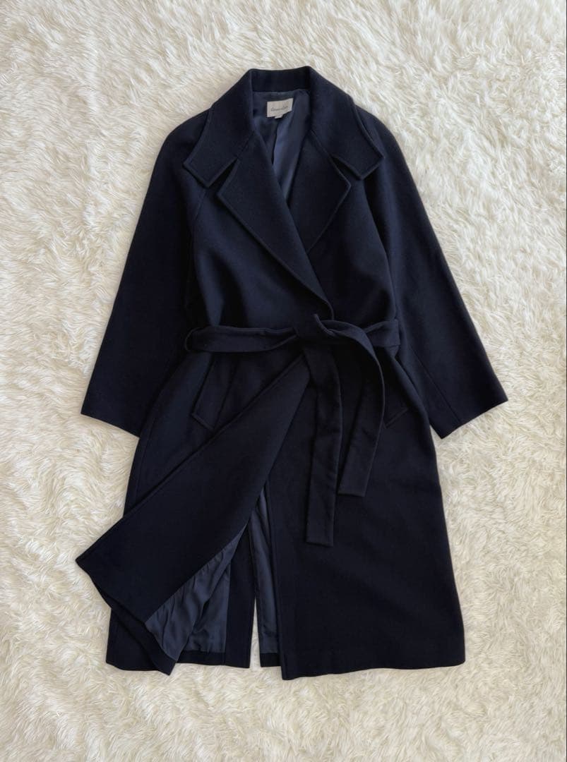 スティーブンアラン チェスターコート ウール ウエストベルト ネイビー M