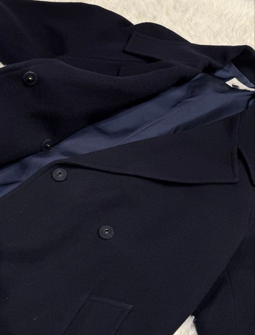 スティーブンアラン チェスターコート ウール ウエストベルト ネイビー M