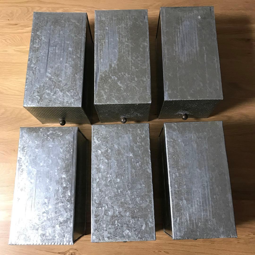 ブリキ　6段ボックス　引き出し　小物入れ　アンティーク家具