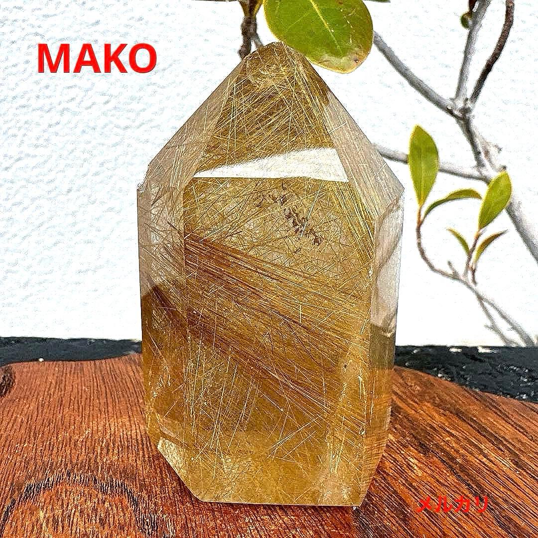 M1661☆ゴールドルチルクォーツ六角柱189g☆天然石　原石