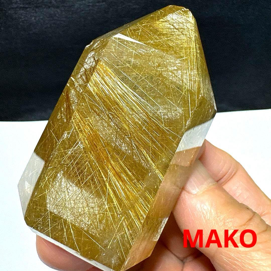 M1661☆ゴールドルチルクォーツ六角柱189g☆天然石　原石