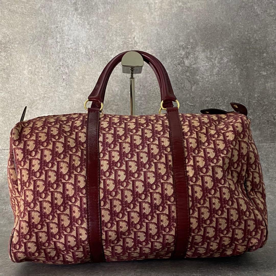 クリスチャン ディオール トロッター柄 ボストンバッグ レッド