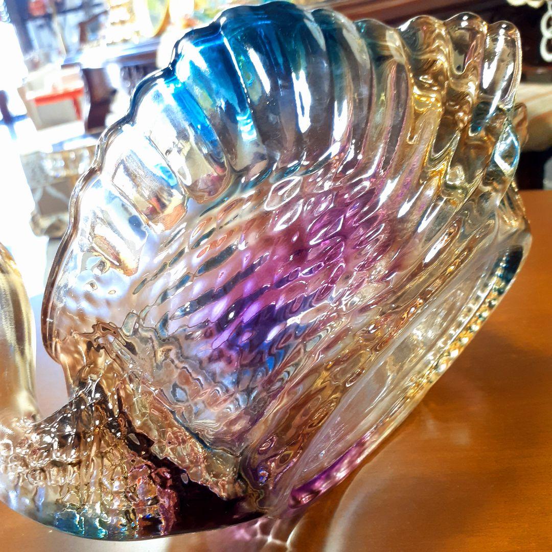 輸入雑貨　高級オーロラガラス　果物盛り合わせ皿　フルーツ野菜プレート　お菓子鉢