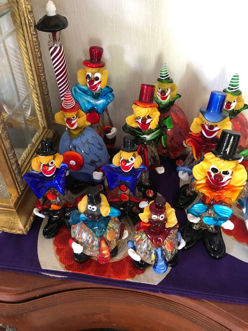 ベネチアンガラスのピエロ11体