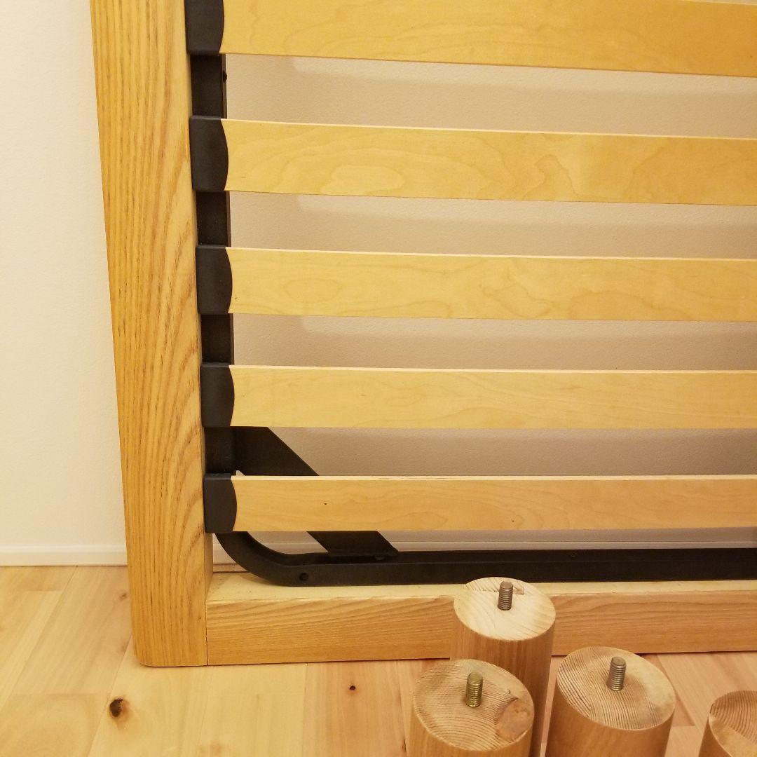 【貴重:廃盤】無印良品　ダブルベッドフレーム　タモ材　木製ベッド　すのこベッド