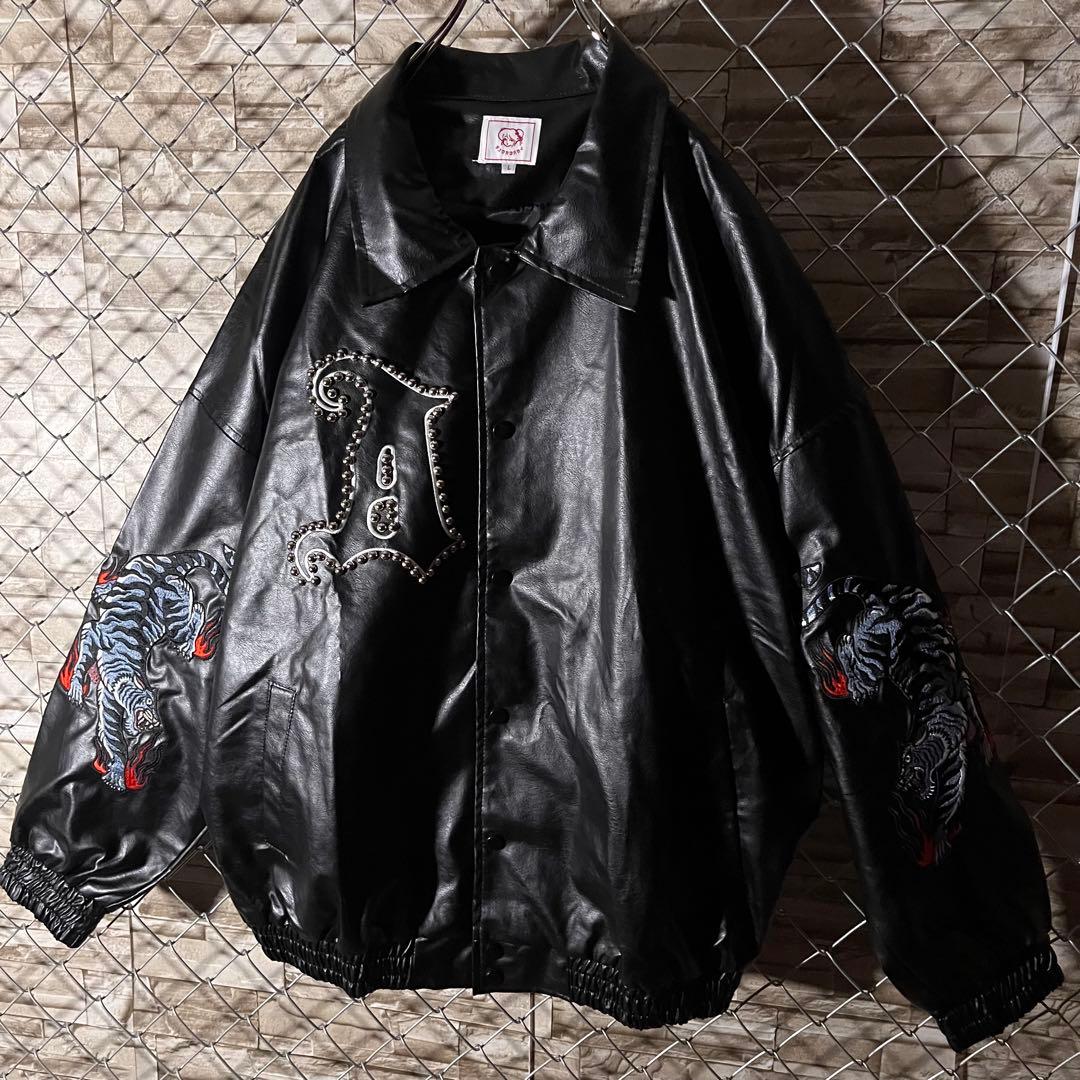 【値下交渉歓迎】チュウカタベタイ　タイガー　レザージャケット　Lサイズ　美品