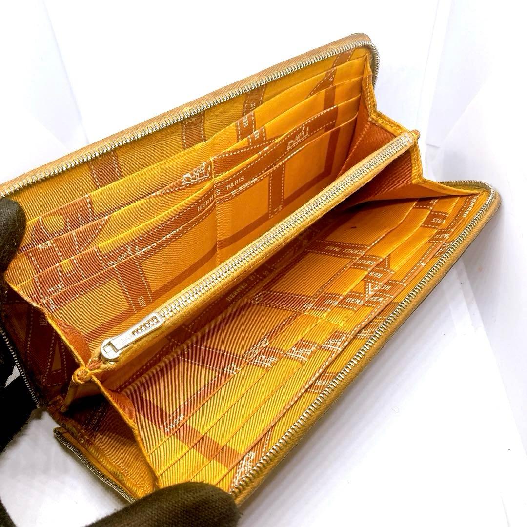 981 エルメス　アザップロング　長財布　オレンジ　ラウンドファスナー