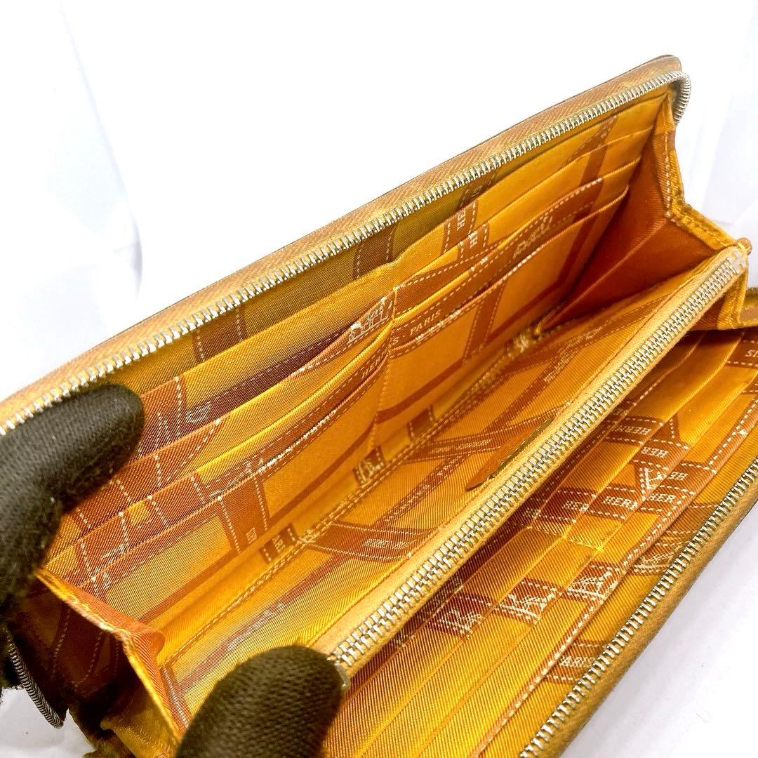 981 エルメス　アザップロング　長財布　オレンジ　ラウンドファスナー