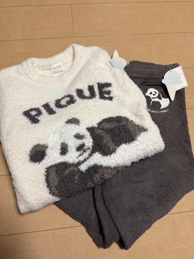 ジェラートピケ パンダ デザイン ルームウェアセット