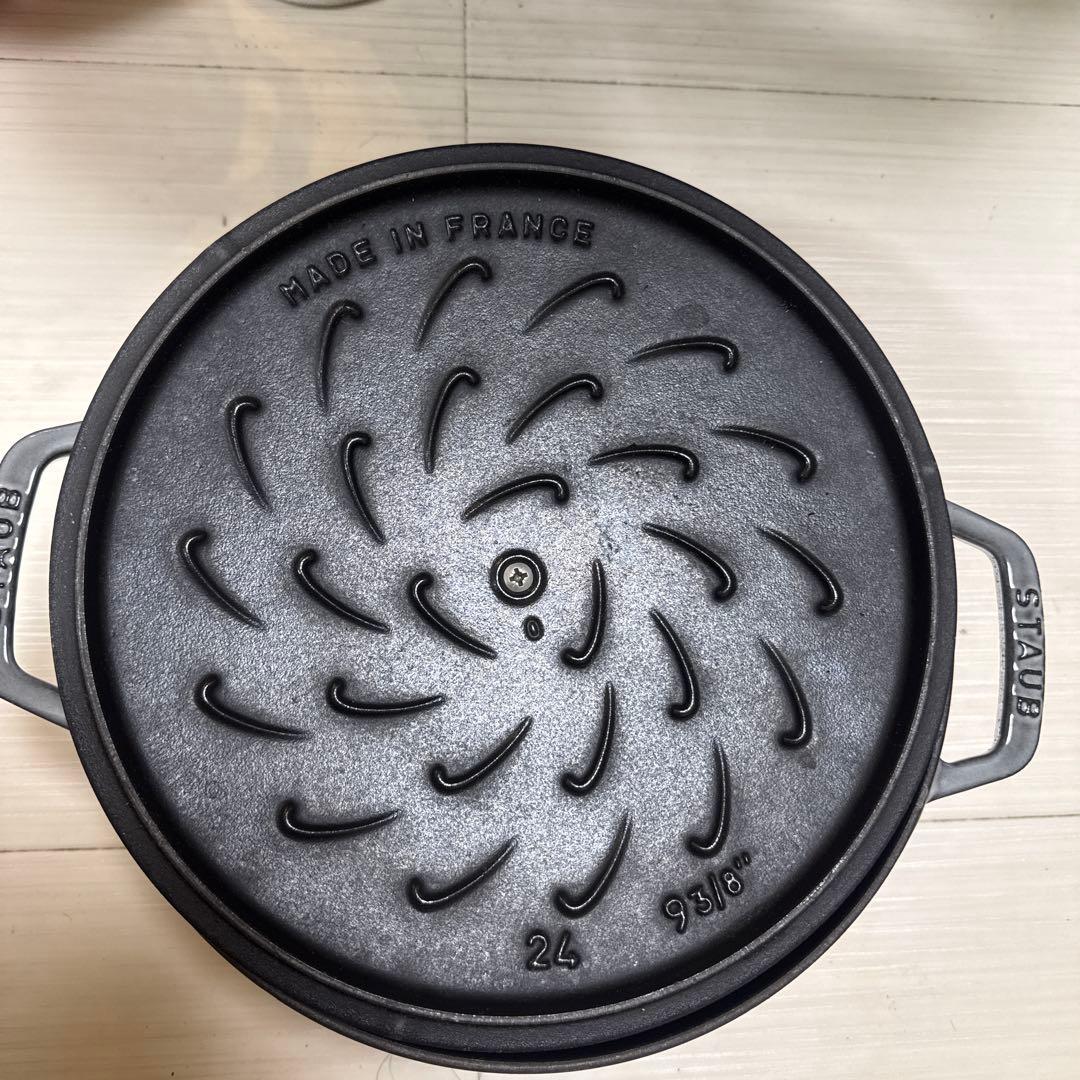 STAUB ミルクパン 24cm グレー 鶏デザイン