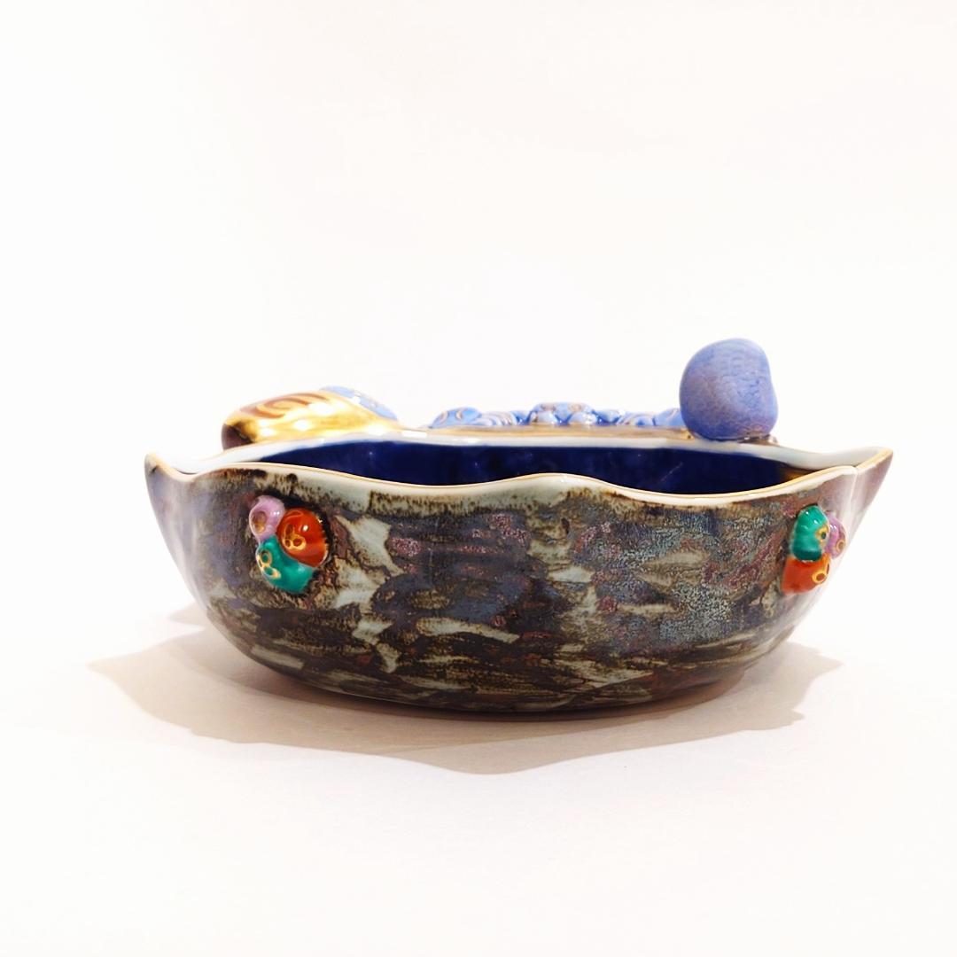 林九郎窯 鈴付き磯貝型飾り鉢