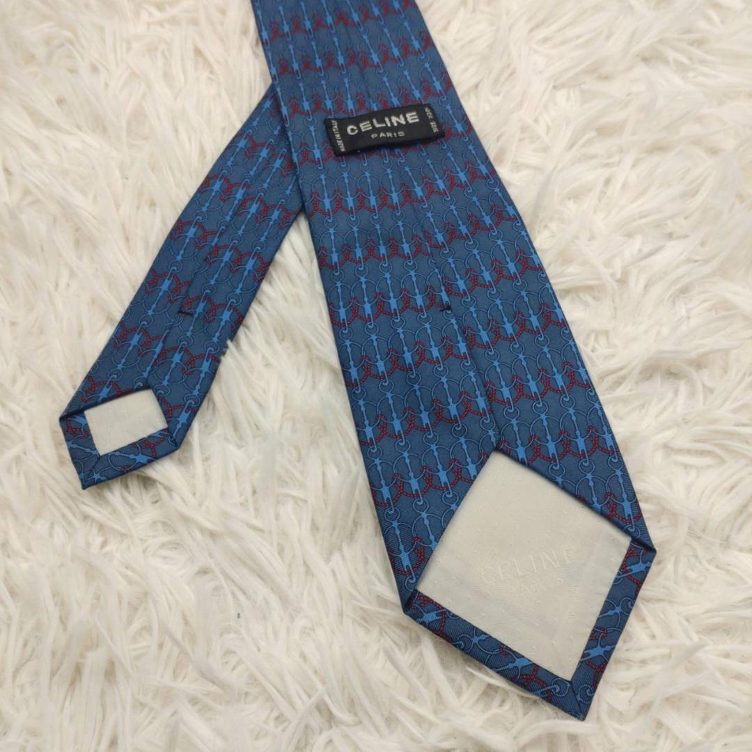セリーヌ 高級シルクネクタイ 総柄 ダークグレー