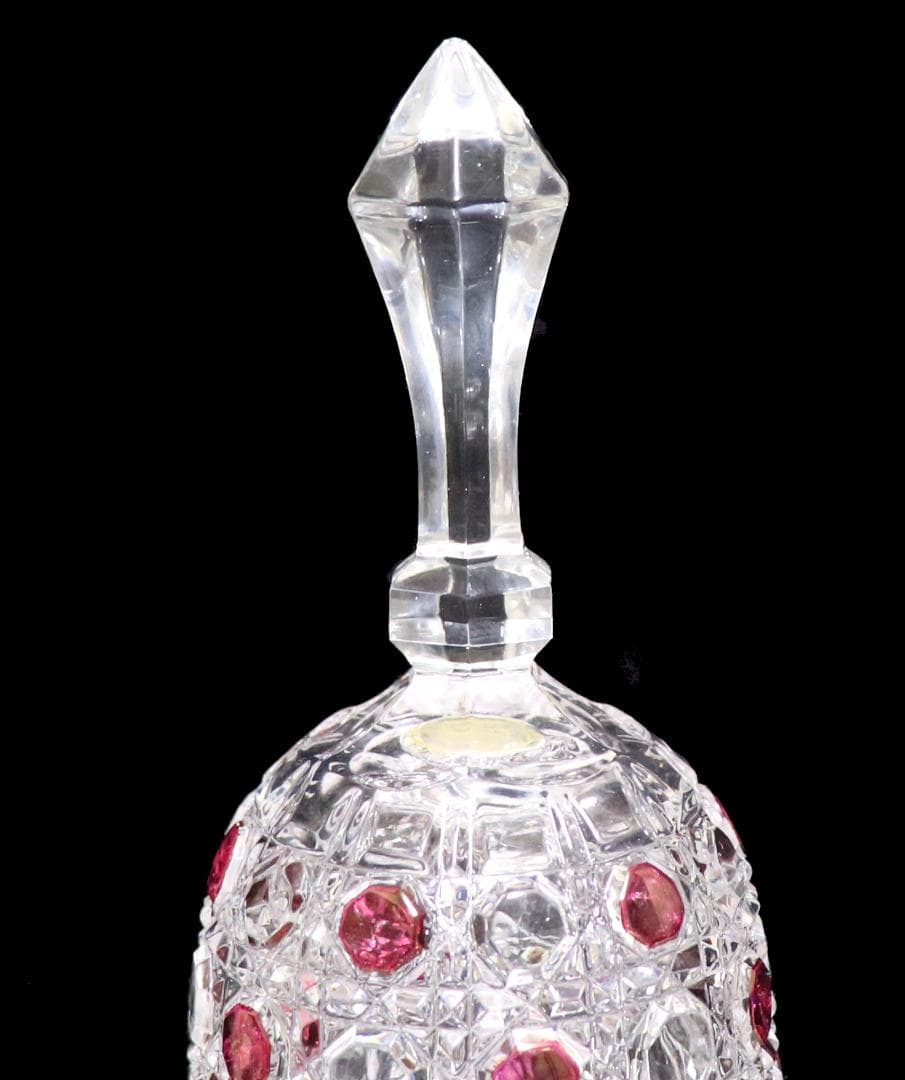 オールド・バカラ上級作品 ワインレッド色被せ装飾 ディアマン・ピエーリー 呼び鈴