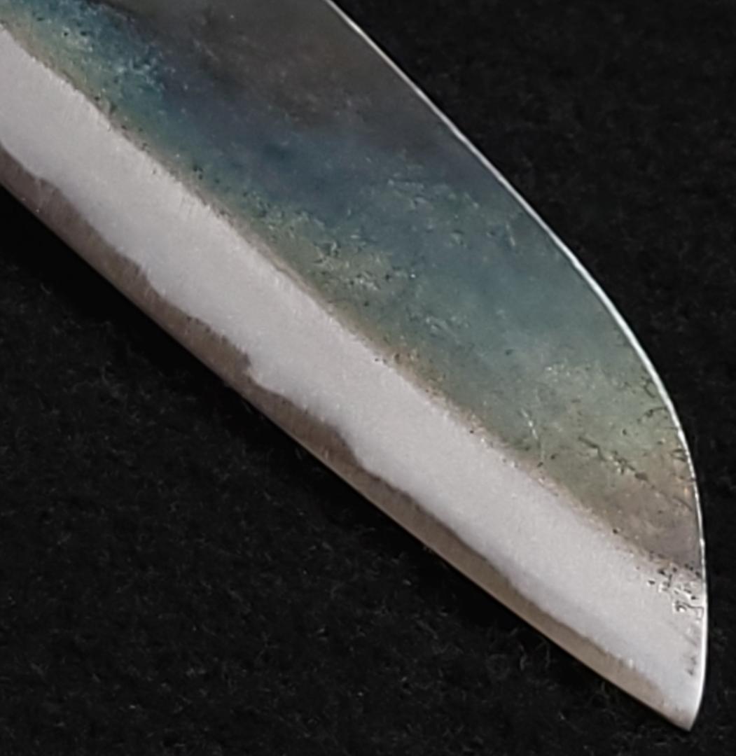 青紙1号 黒打 三徳包丁 165㎜ G1226 焼柄 月光作