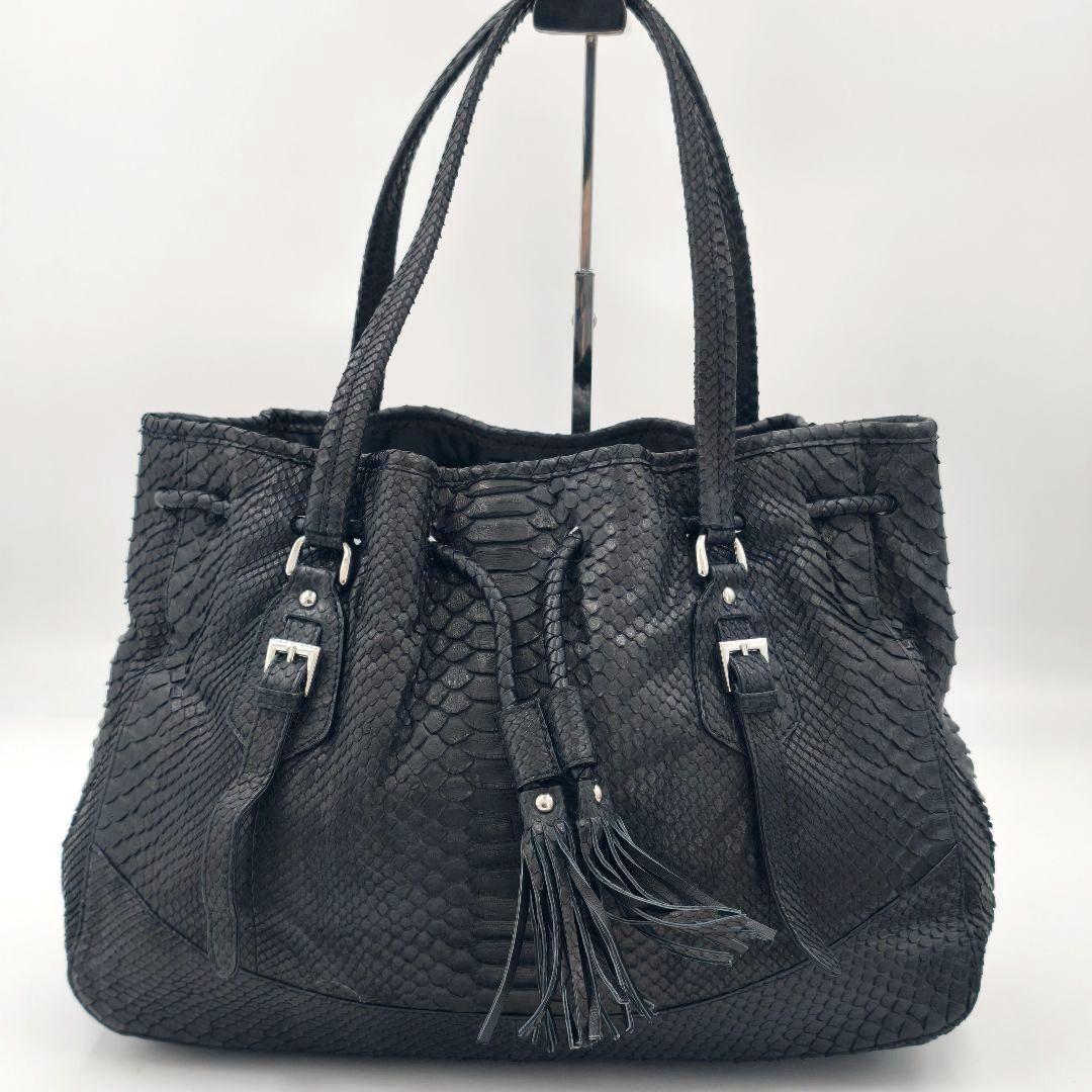 【美品 高級◎】パイソン トートバッグ ビジネス A4 肩掛け ヘビ革