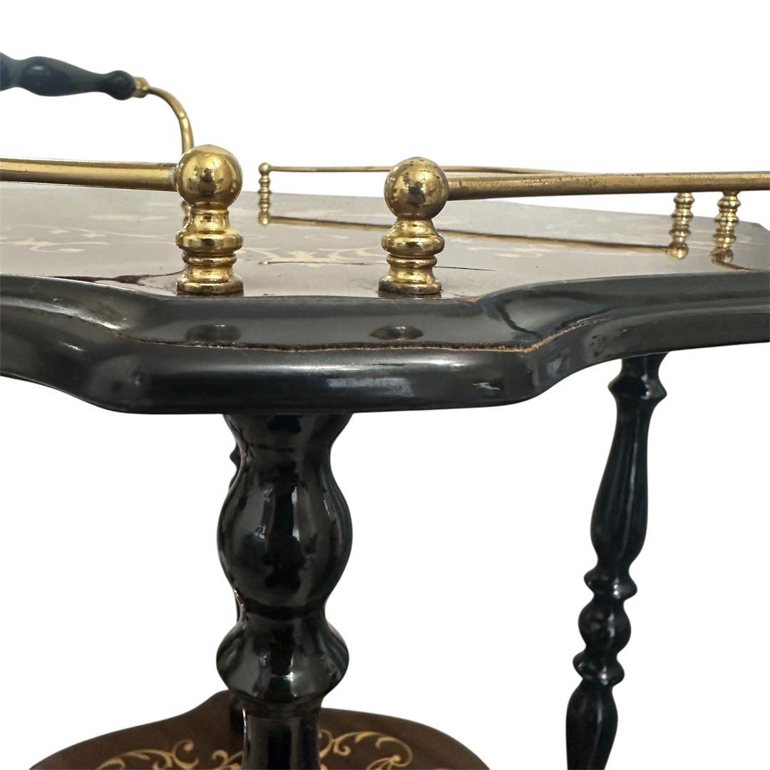 イタリア製DOMANI ドマン　キャスター付　象嵌ワゴン　キッチンワゴン