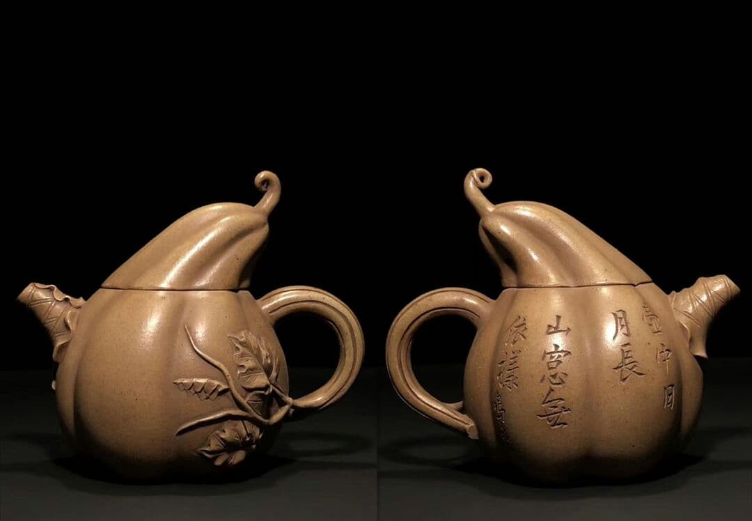 かぼちゃの壷 陳鳴遠  清代 紫泥急須  梅之図 紫砂壷 茶壷 古玩  煎茶道具