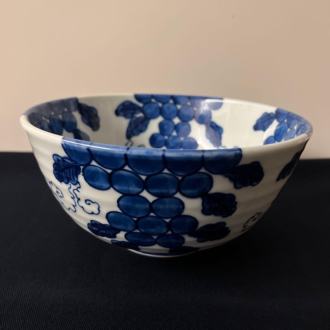 源右衛門　染付葡萄絵　ぶどう　鉢　サラダボウル　ボウル　大鉢