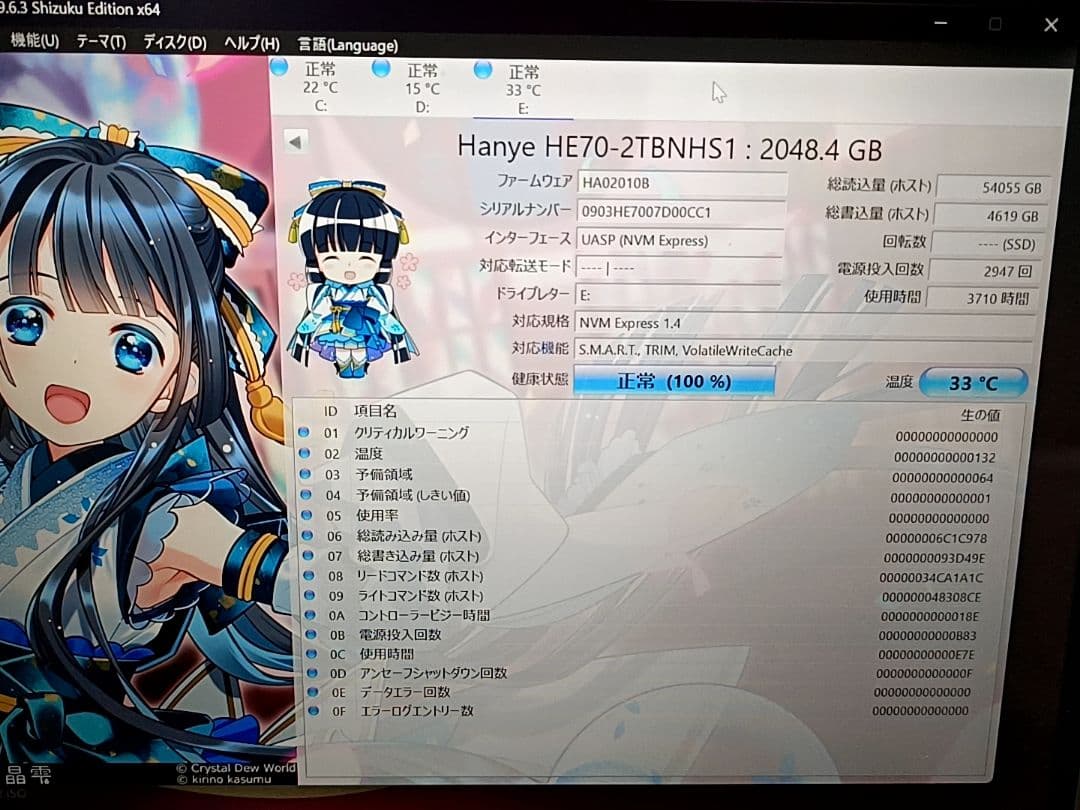 Hanye M.2 SSD 2TB NVMe DRAMレス HE70 PS5対応