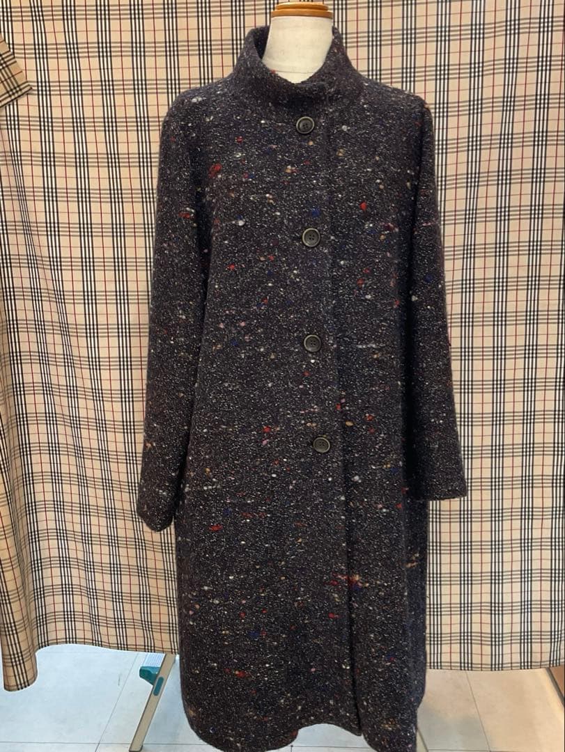 群言堂　ダークグレー スラブ素材 ロングコート　　　　1819