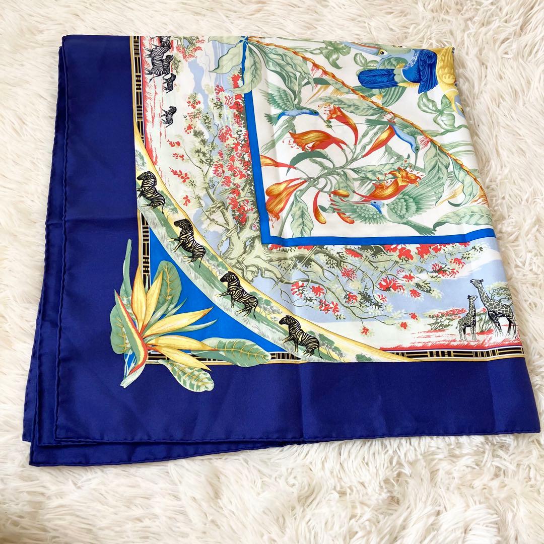 【未使用級】 エルメス スカーフ カレ90 ゼブラ アニマル