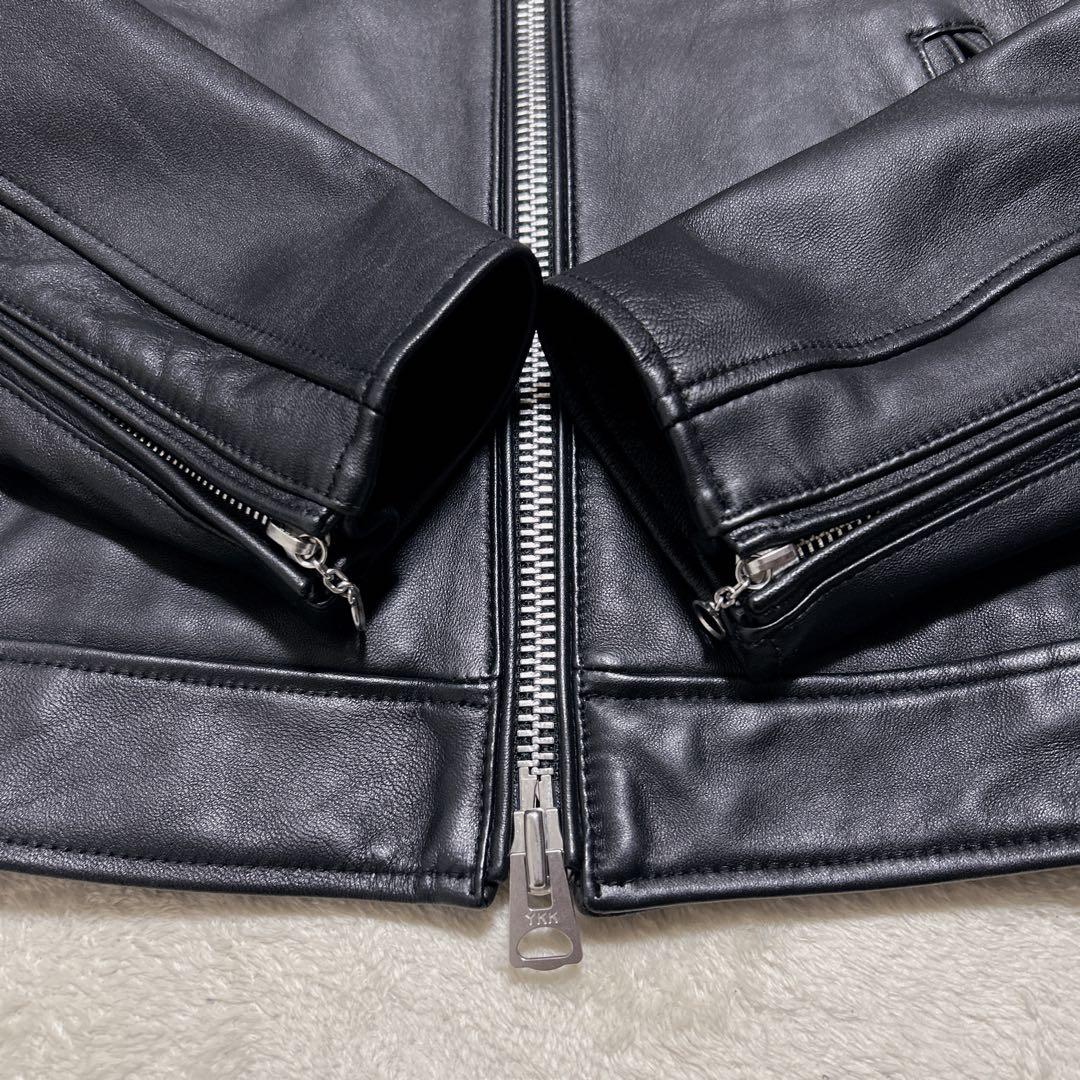 美品 BACK NUMBER 本革 シングルライダース M 黒 ラムレザー