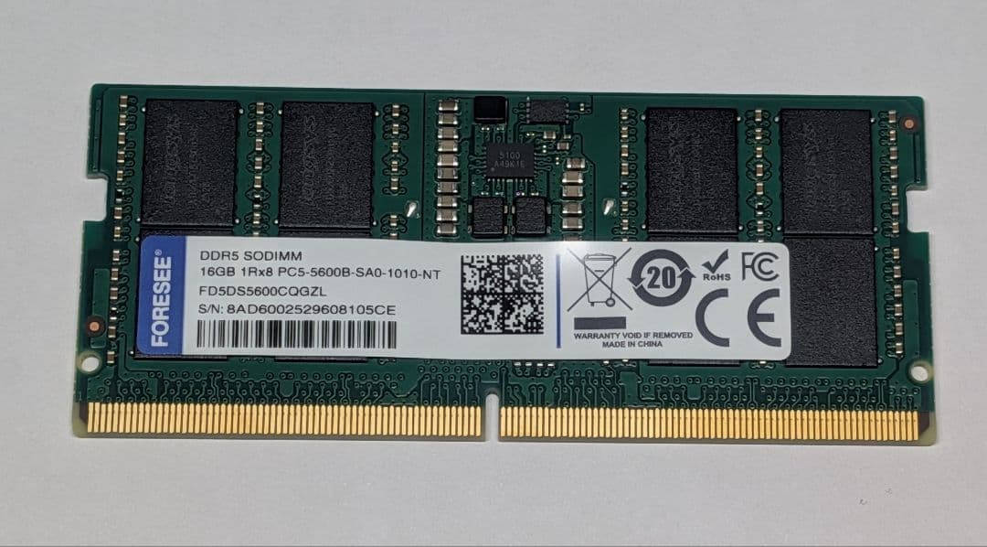 す*な様 FORESEE 16GB DDR5 SODIMM メモリー