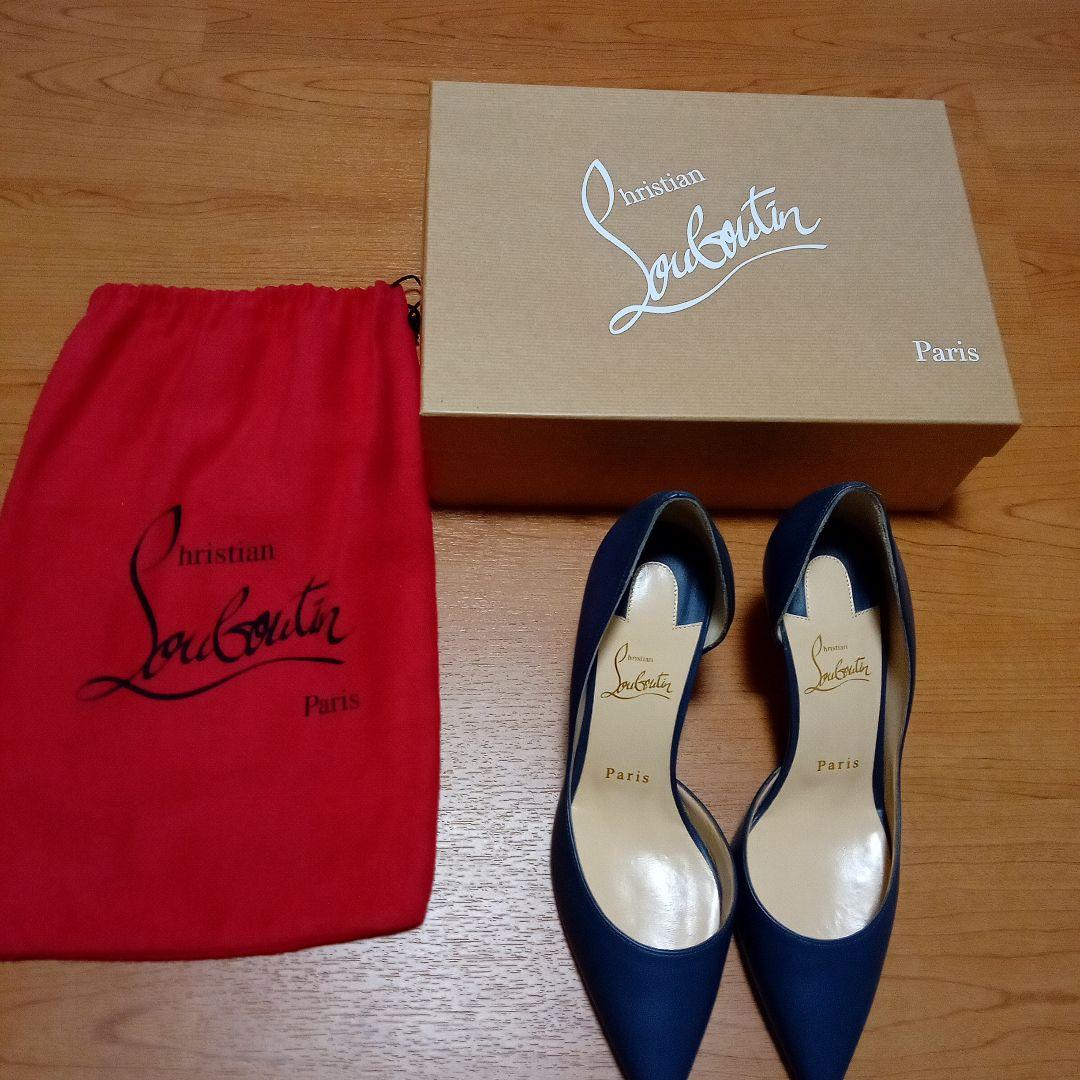 Christian Louboutin 青 レザーハイヒール　ほぼ未使用