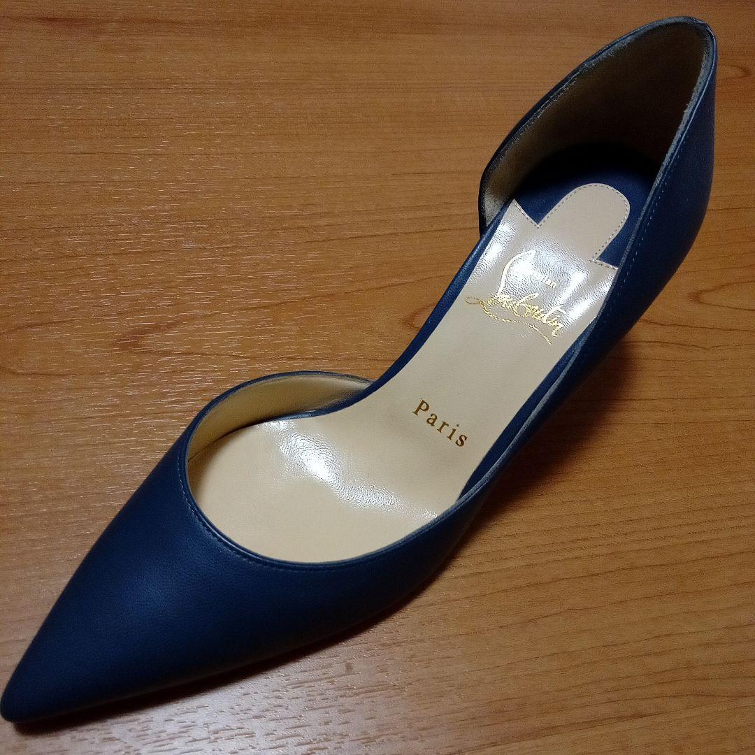 Christian Louboutin 青 レザーハイヒール　ほぼ未使用