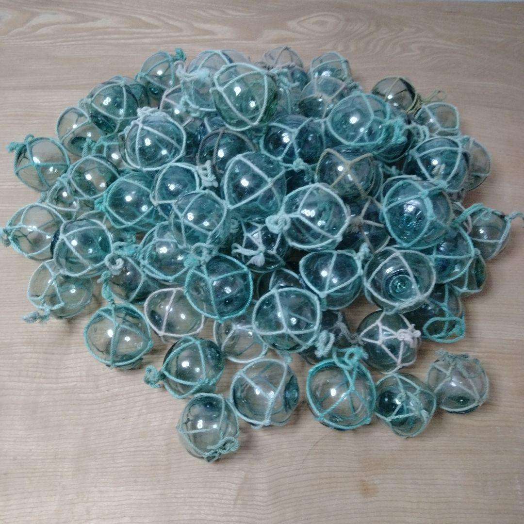 ガラス浮球　浮き玉　ガラス玉　漁具　 １００個セット　網紐付き