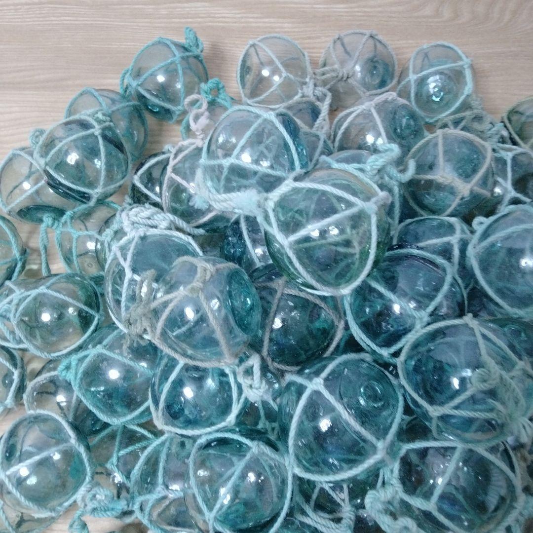 ガラス浮球　浮き玉　ガラス玉　漁具　 １００個セット　網紐付き