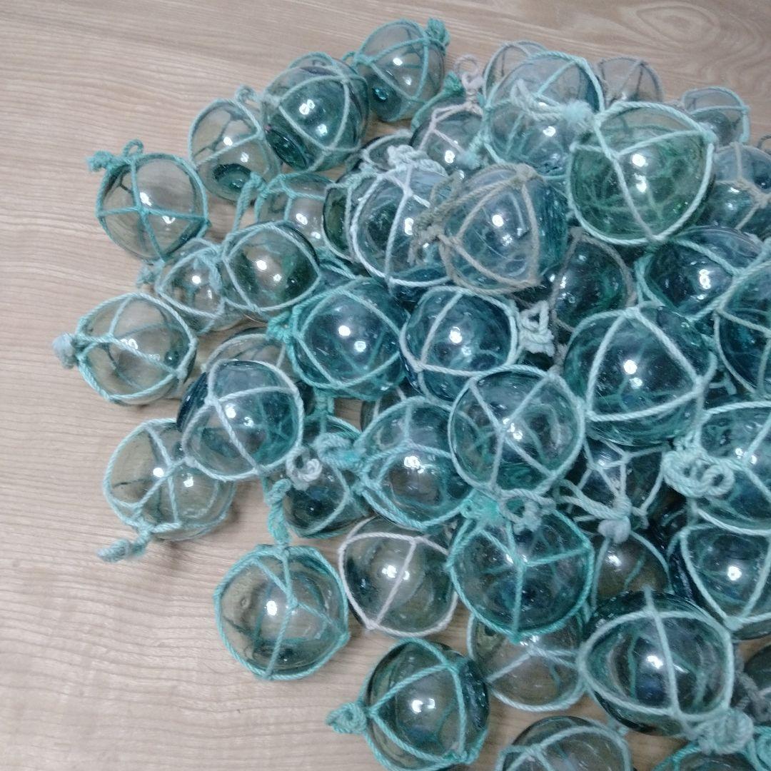 ガラス浮球　浮き玉　ガラス玉　漁具　 １００個セット　網紐付き