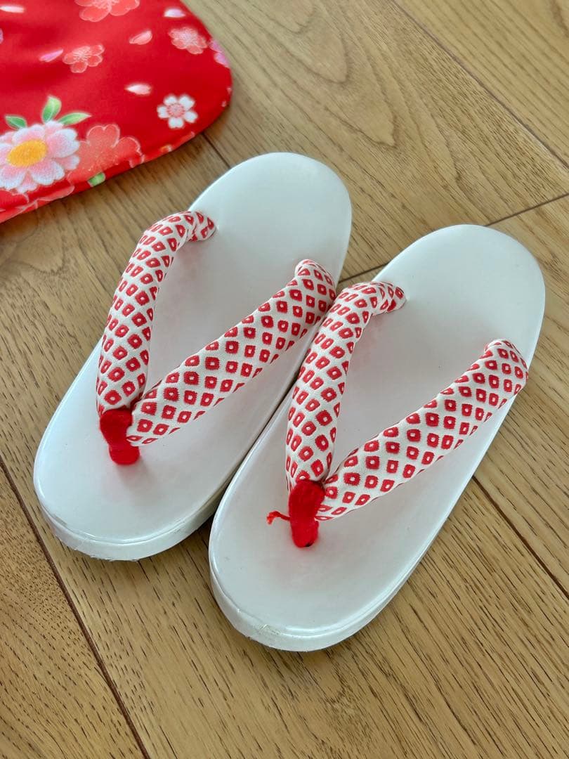 ラン様　花夢二　七五三3歳被布セット赤　日本製