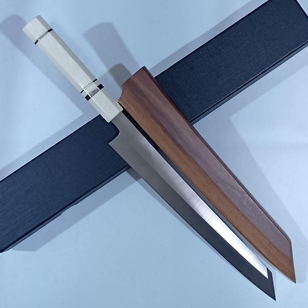 ステン本焼V金10号切付柳刃包丁27cm人工象牙八角柄