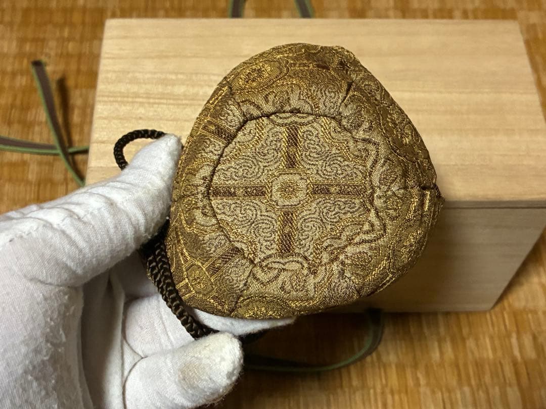 茶道具セット 金色と茶色 仕覆 茶入 木箱入