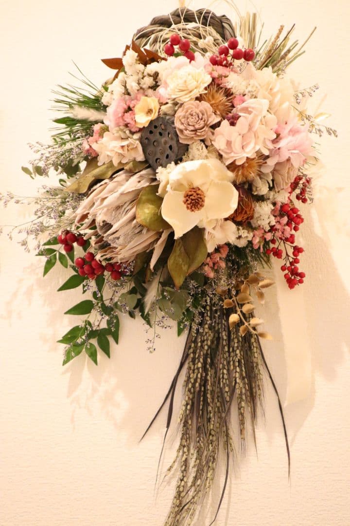 2026年ꕤ︎︎特大しめ縄飾りꕤ︎︎ドライフラワー スワッグ 2way