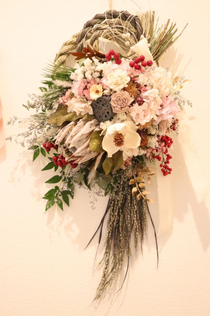 2026年ꕤ︎︎特大しめ縄飾りꕤ︎︎ドライフラワー スワッグ 2way