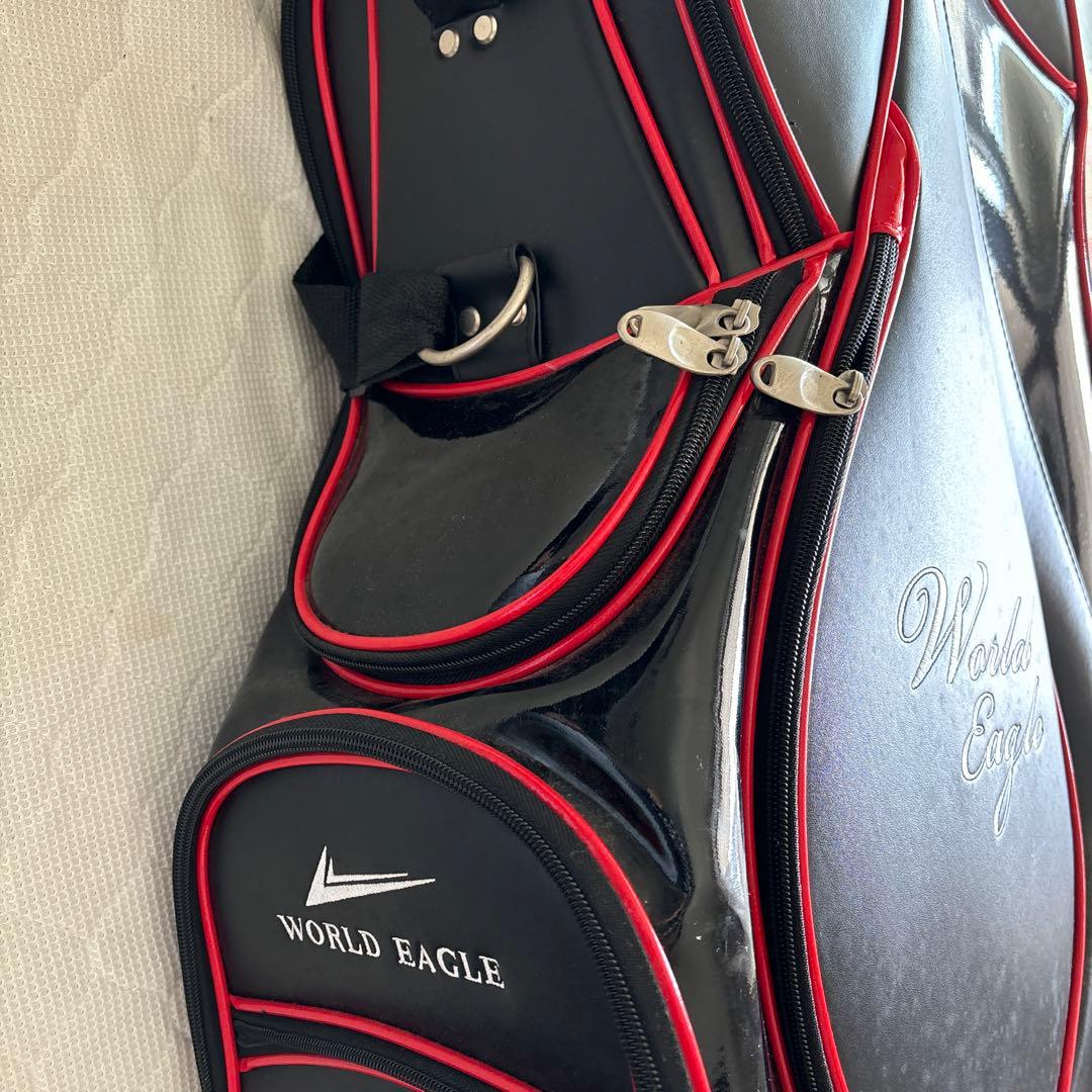 World Eagle ゴルフキャディバッグ 黒赤　ゴルフクラブつき