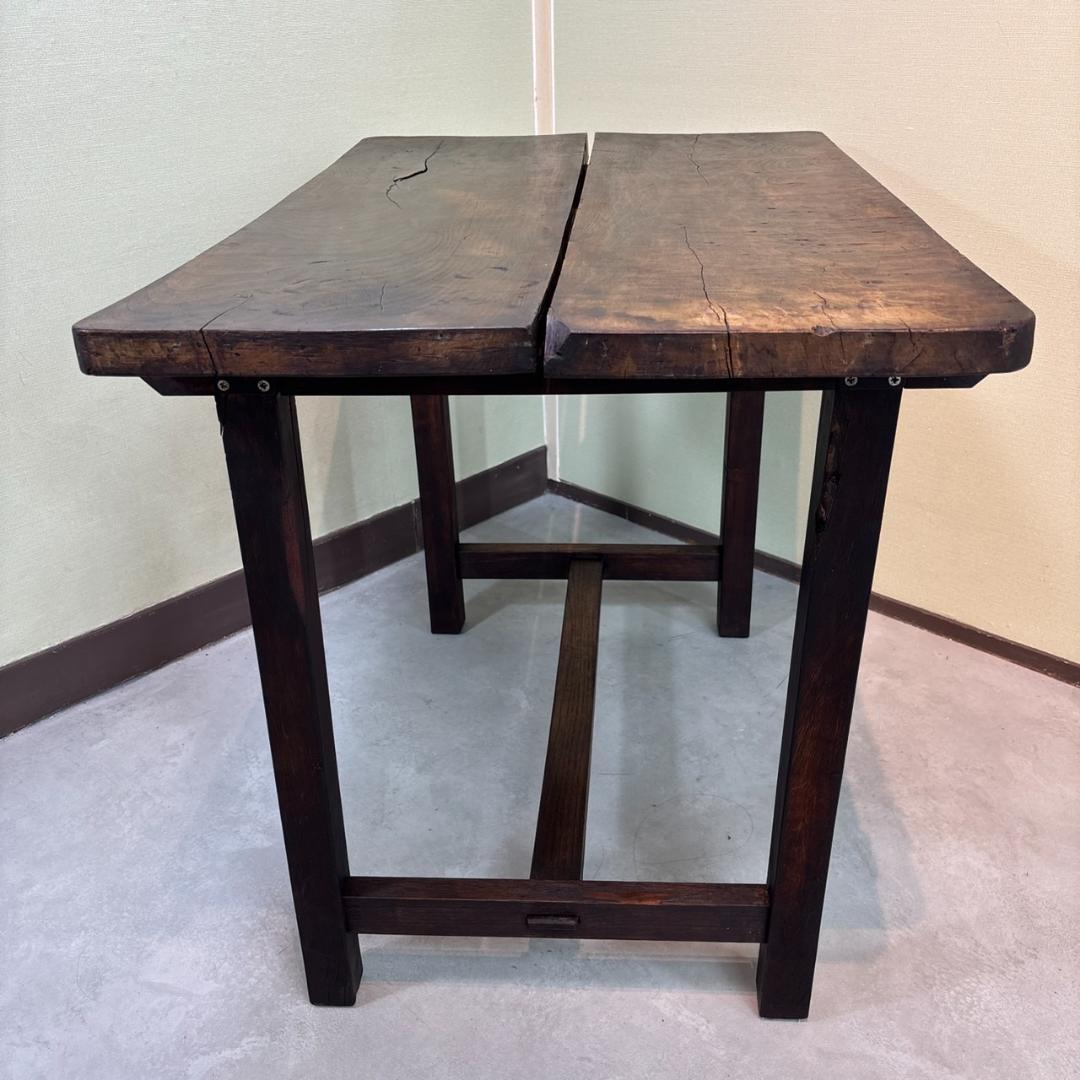 【古家具】無垢材 ヴィンテージテーブル 昭和レトロ アンティーク作業台 カフェ机