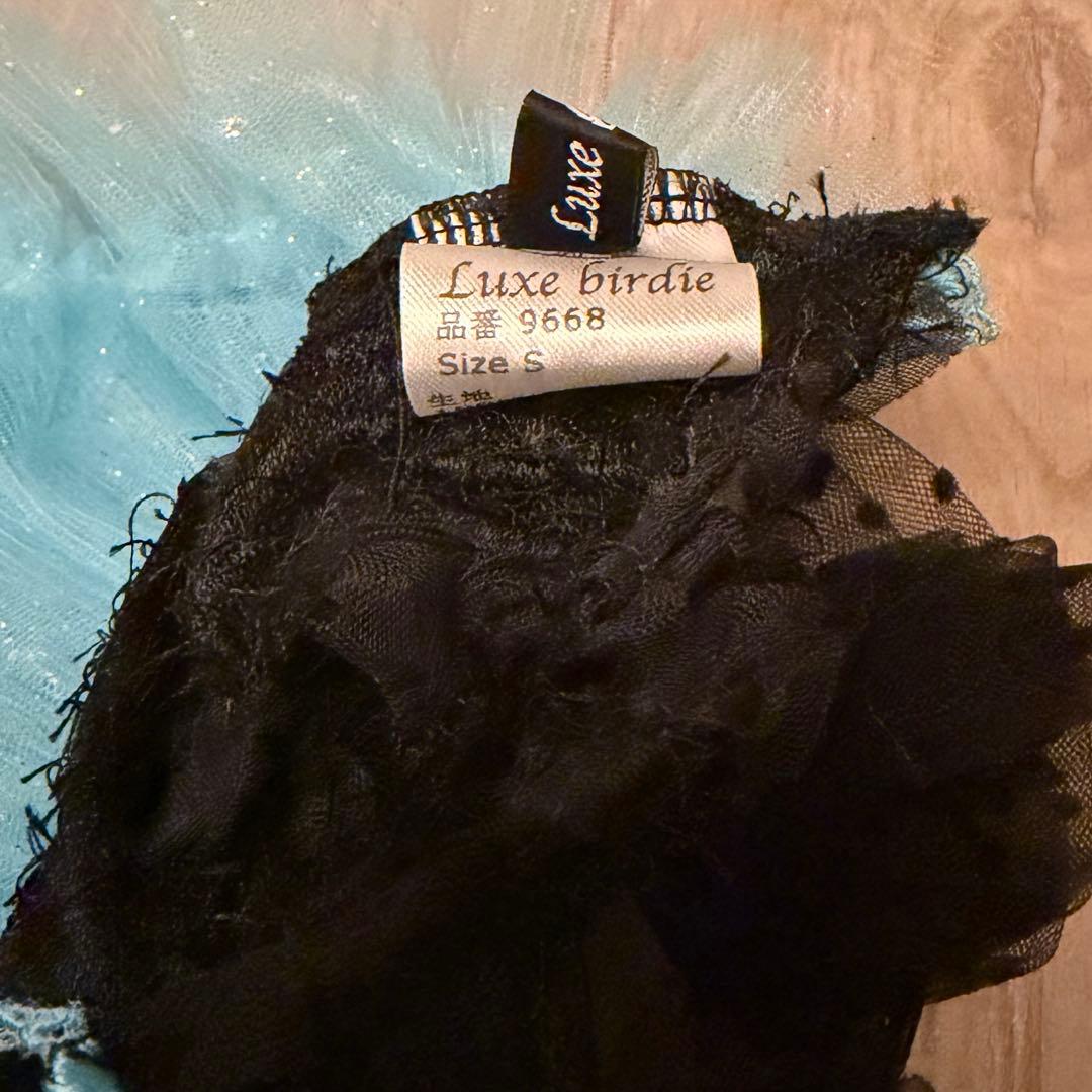 リュクスバーディLuxe birdieシルエットワンピバレッタセットブルー犬服