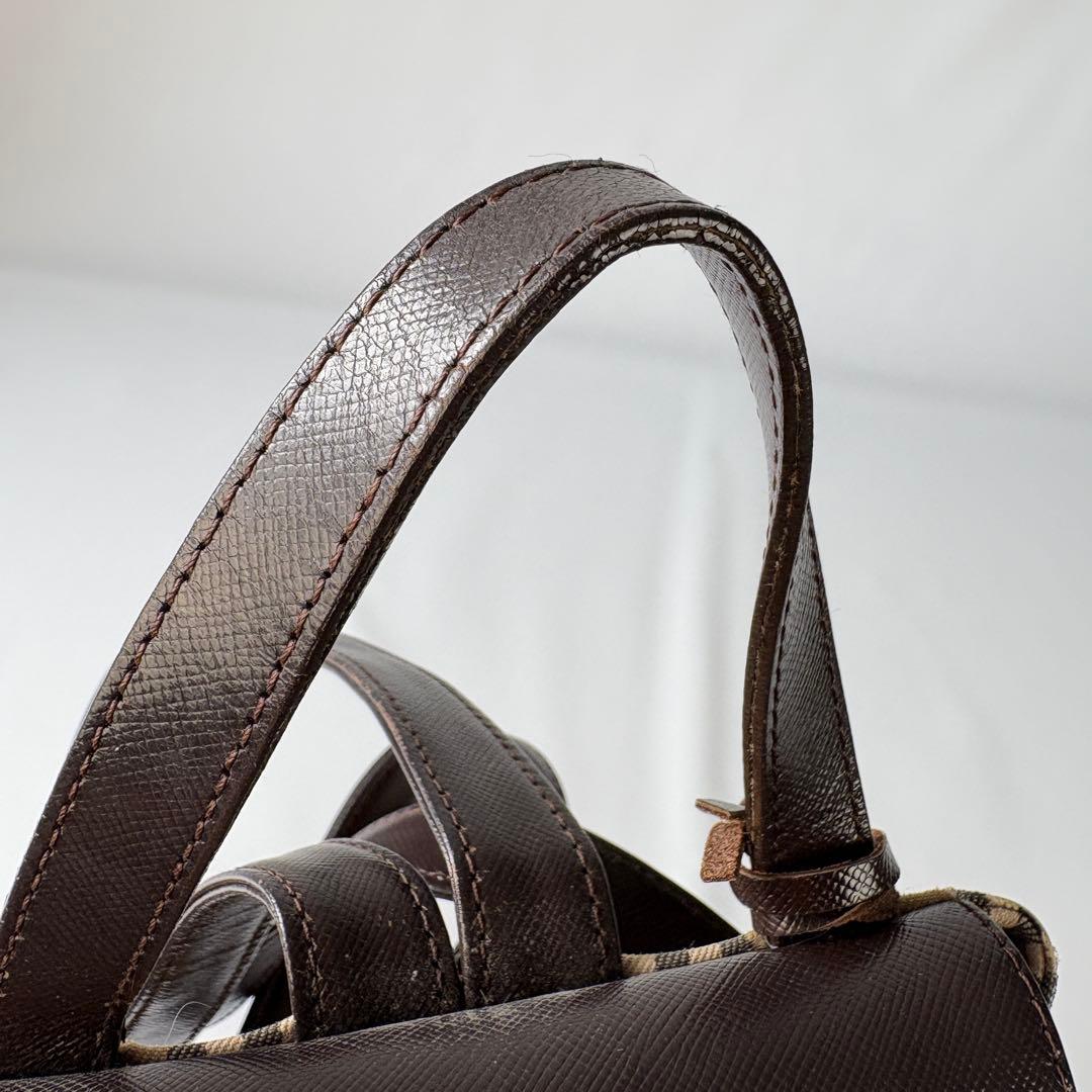 良品　バーバリー リュック 巾着 フラップ ノバチェック シャドーホース