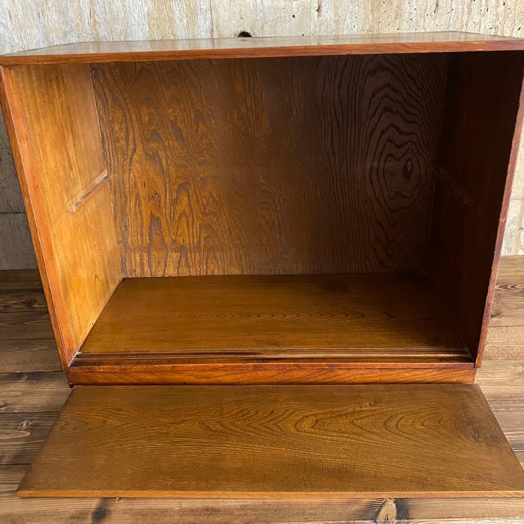 古家具 ヴィンテージ　ダイヤガラス　引戸棚　ミニキャビネット　無垢材　杉無垢