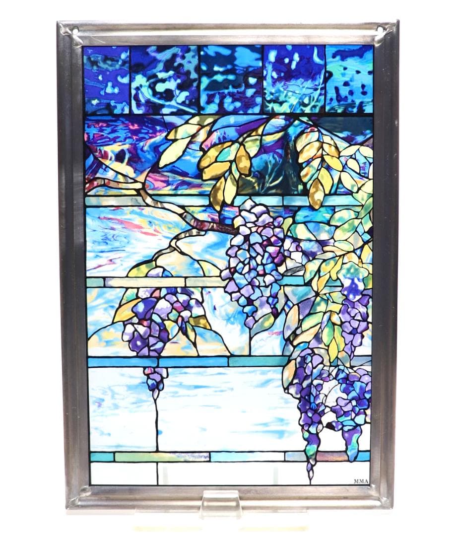 ルイス・C・ティファニー ヴィンテージ ステンドグラス 縦長型 藤の欄間