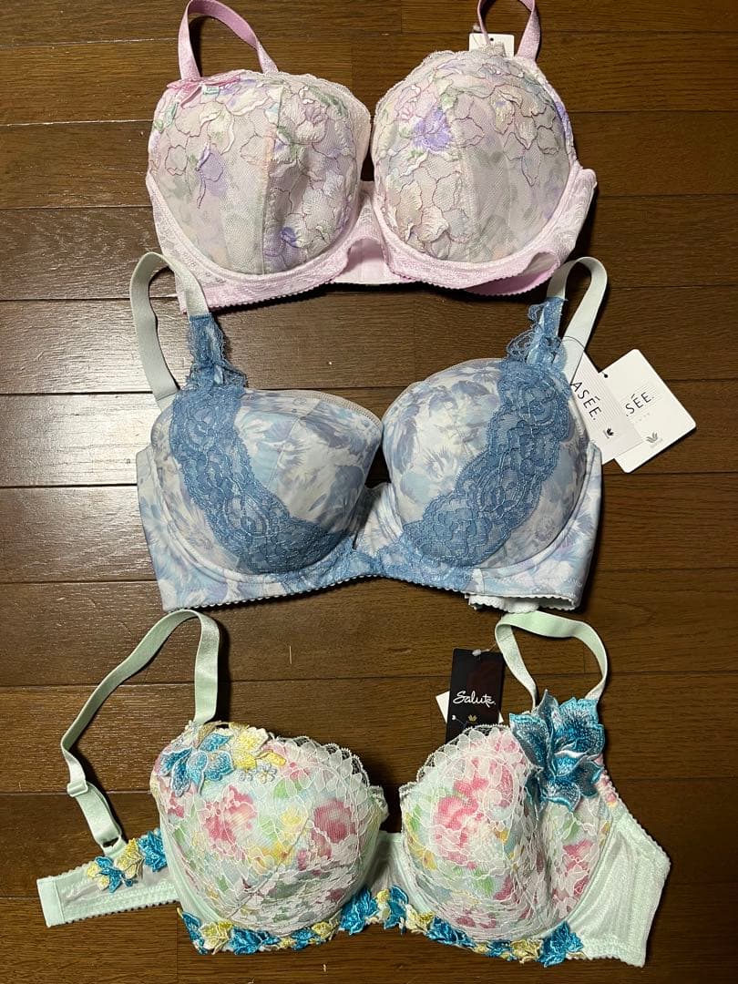 花柄レースブラジャー 3点セット　G80