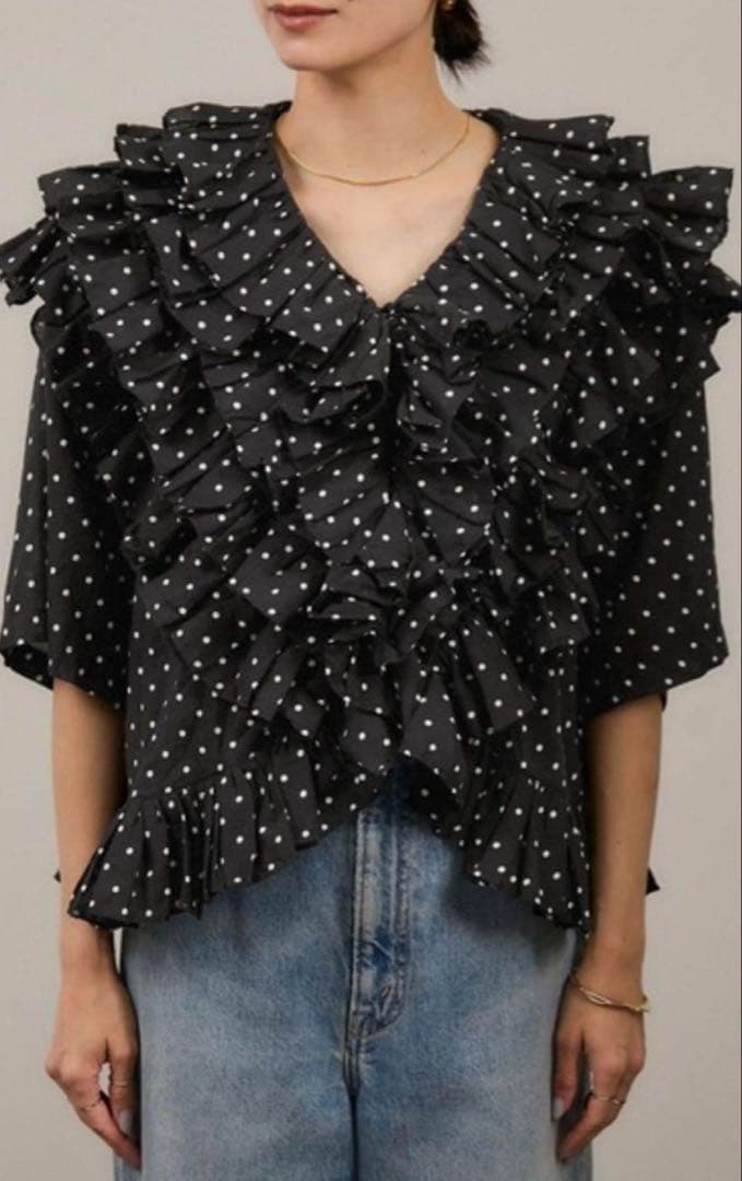 【希少】crinkle crinkle crinkle ドット フリルブラウス