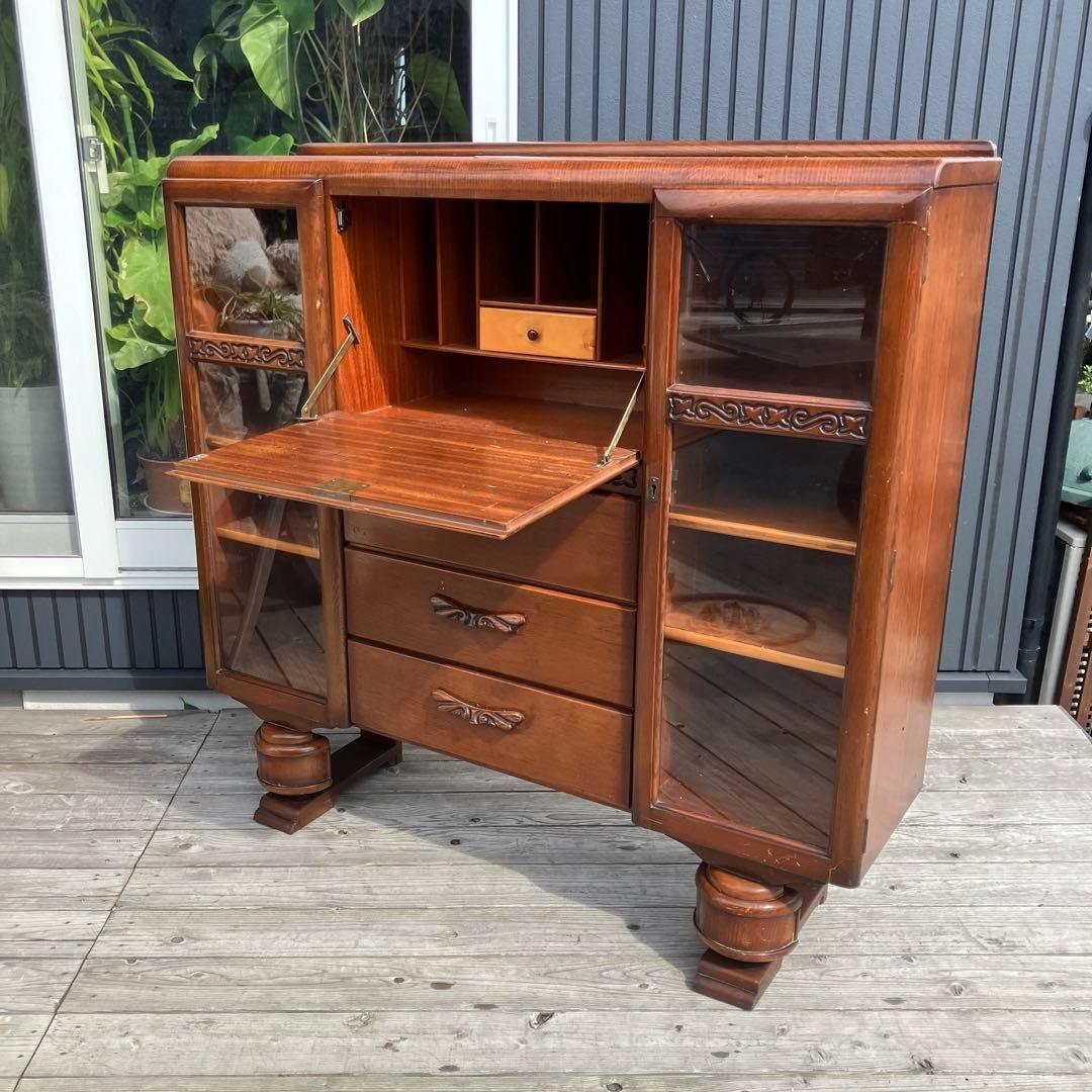 英国アンティーク MILWOOD 木製 ライティングビューロ サイドボード