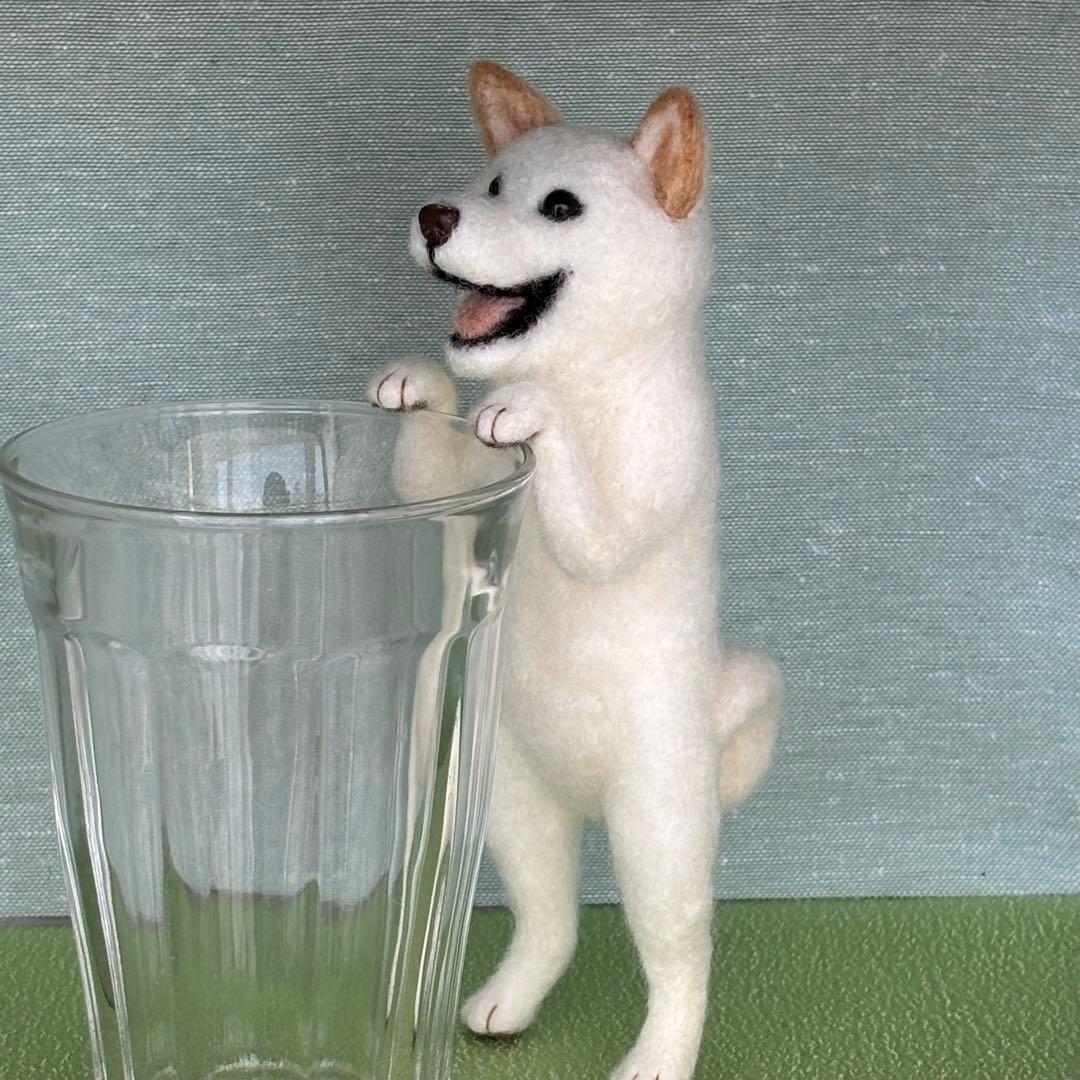 柴犬　白柴　羊毛フェルト　ハンドメイド　No.94