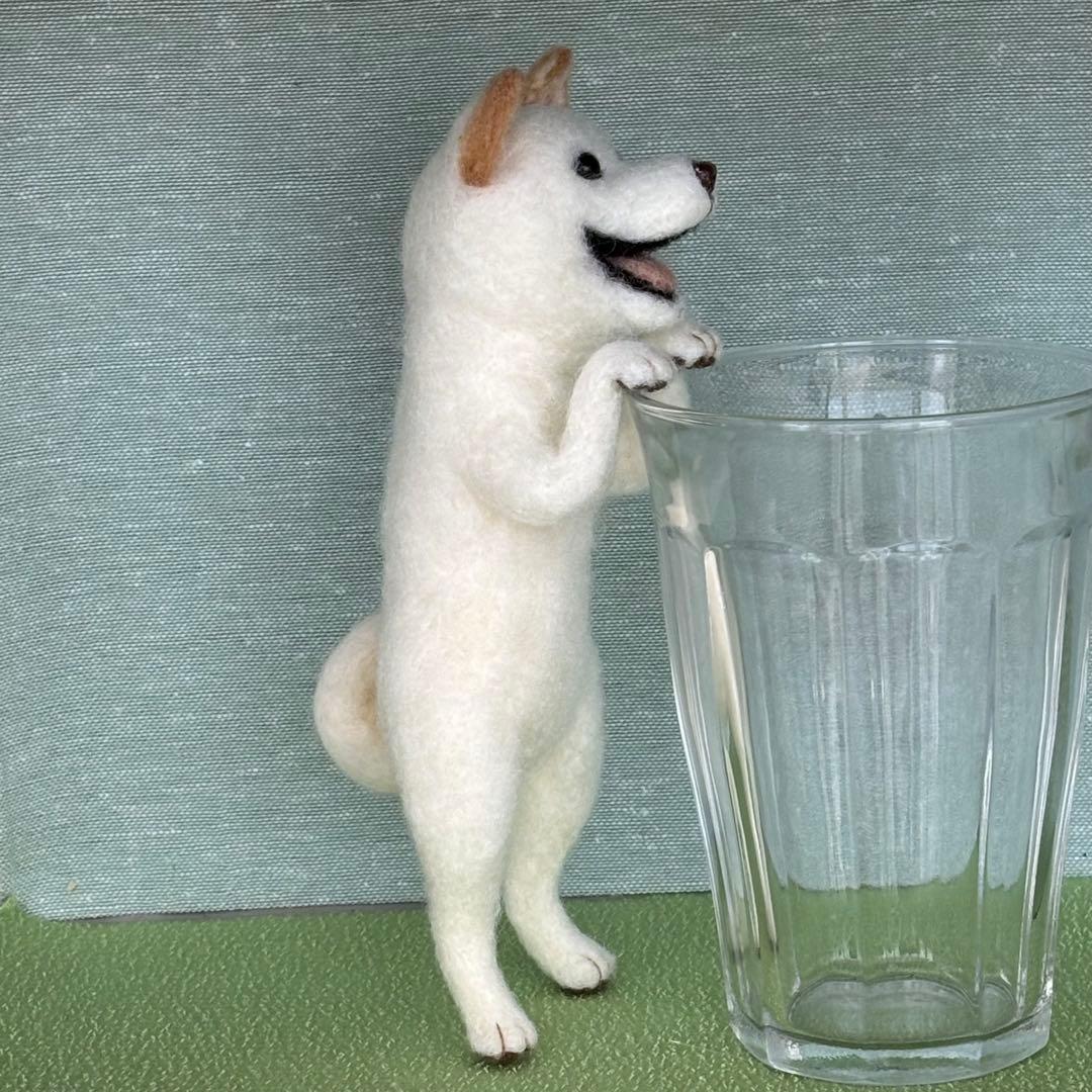 柴犬　白柴　羊毛フェルト　ハンドメイド　No.94