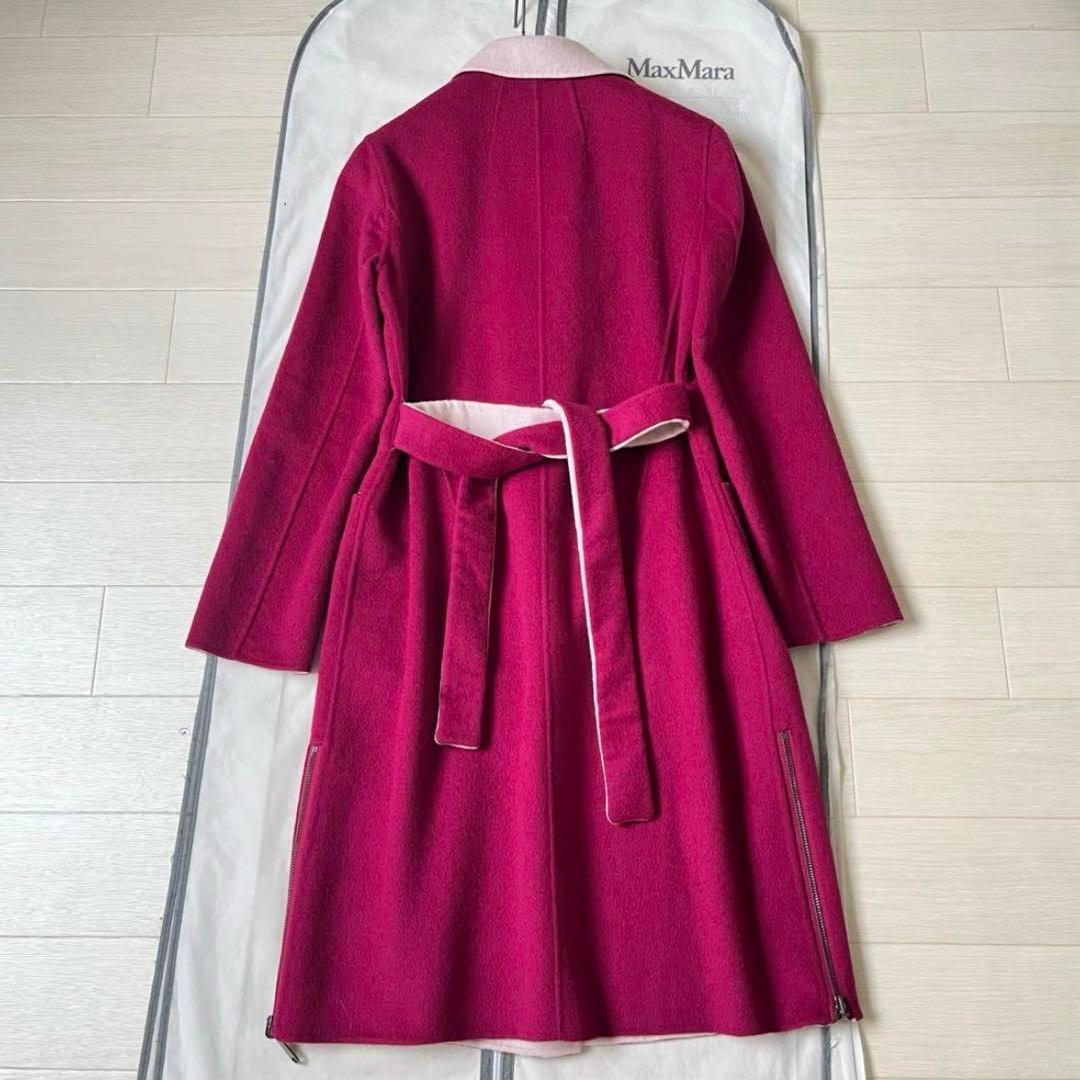 マックスマーラ ダブルフェイス バイカラー エクリュボルドー コート